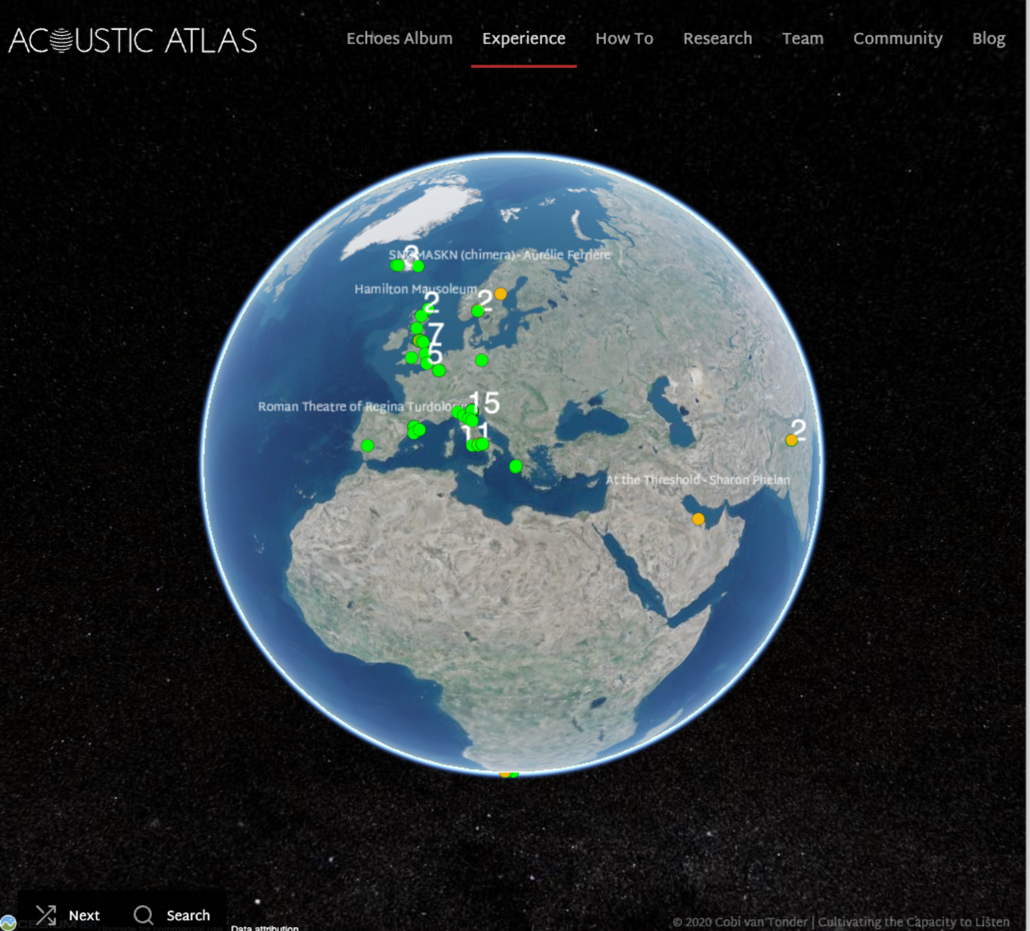Preview of the Acoustic Atlas interactive sound map